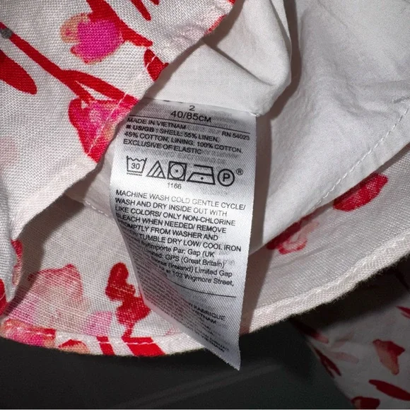 Banana Republic Linen-Cotton Red/Pink/White Floral Mini Dress V-Neck - Size 2 - Picture 6 of 11